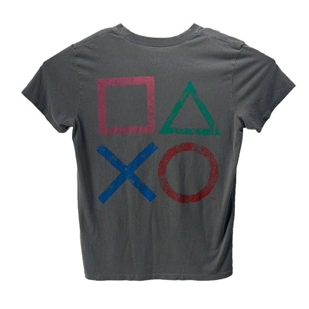 2018 Sony PlayStation PS Logo T-Shirt Gray Short Sleeve Mens Size Medium Gamer T